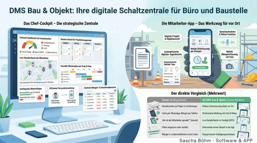 DMS Bau & Objekt: Schluss mit Zettelchaos auf der Baustelle und im Büro