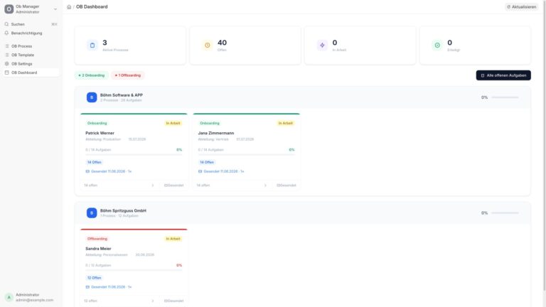 Onboarding- und Offboarding-Prozess digital abgebildet im OB-Manager