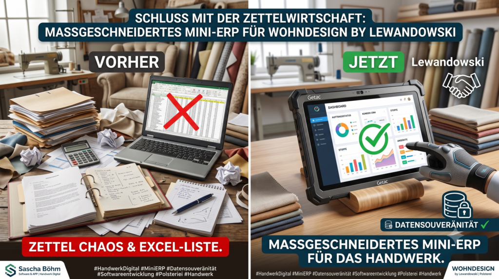 Erfolgsstory: Maßgeschneidertes Mini-ERP statt Excel-Chaos – Digitale Auftragsverwaltung für Wohndesign by Lewandowski