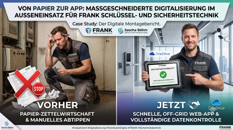 Digitaler Montagebericht als Web-App im Vorher-Nachher-Vergleich