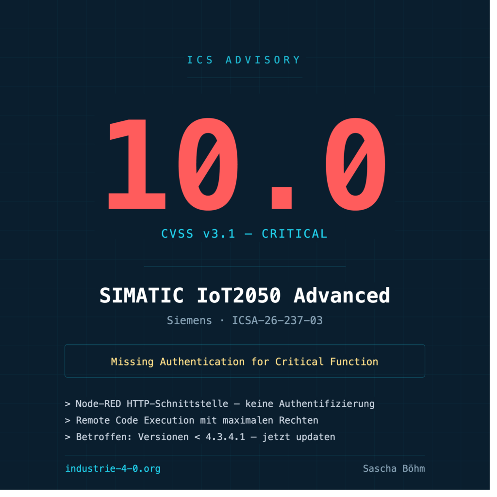 CVSS 10.0: Kritische Lücke im Siemens SIMATIC IoT2050 Advanced – was Betreiber jetzt tun müssen