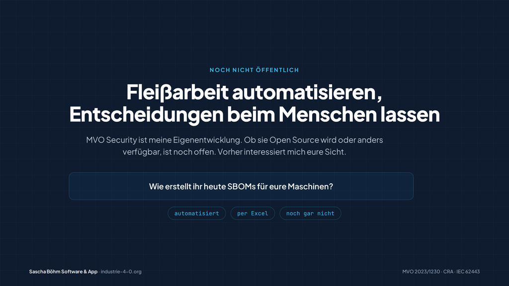 Frage an die Leser: Wie erstellt ihr heute SBOMs für eure Maschinen – automatisiert, per Excel oder noch gar nicht?